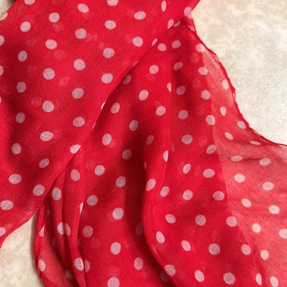 Red polka dot scarf - Picture 2 of 3